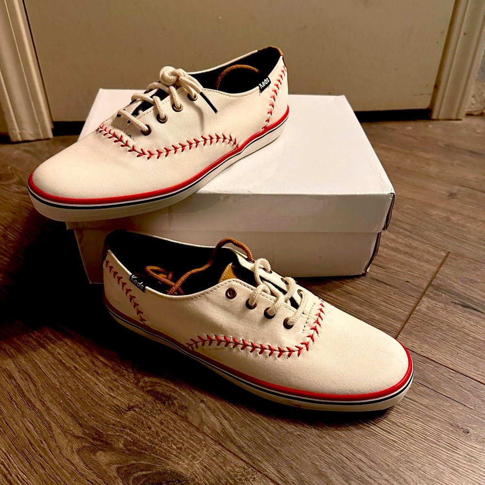 Brand new perfect for baseball mom! Keds red stitching baseball tennis shoes